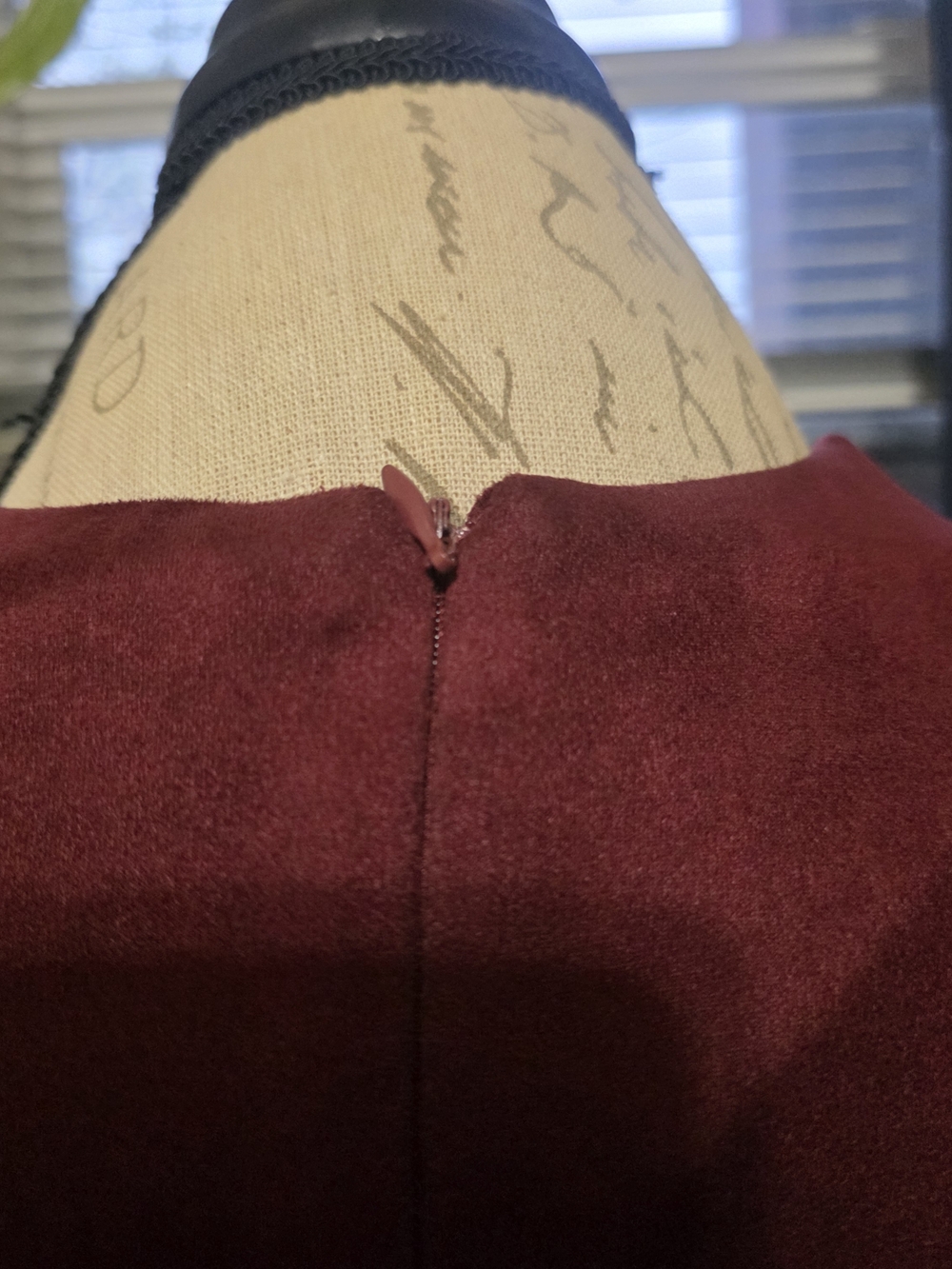 VENUS Burgundy Faux Suede Mini Dress Stretch Bow Tie - Picture 7 of 12